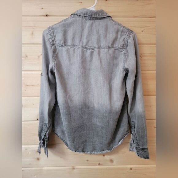 Cloth and Stone (Anthropologie) Ombré Button-Down Shirt, Grey, Size XS - Picture 2 of 6